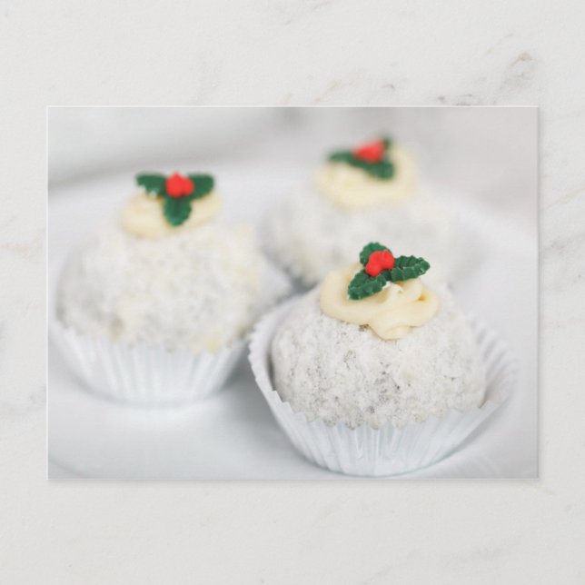 White Powdered Christmas cakes Holiday Postcard (Front)