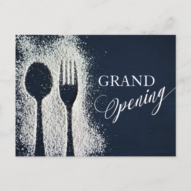 White Powdered Sugar Restaurant Grand Opening Invitation Postcard (Front)