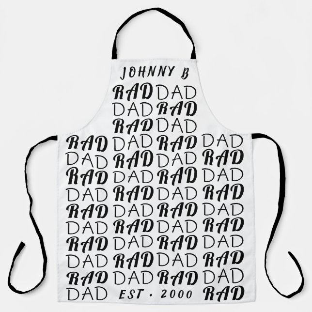 White Premium RAD DAD father's Day Funky Fun Apron (Front)