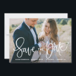 White Pretty Hand Lettering Photo Save the Date<br><div class="desc">An elegant and modern photo save the date flat card featuring modern calligraphy with colourful confetti pattern. Personalise this save the date announcement by adding your own photo and details. Similar items are available in my shop.</div>
