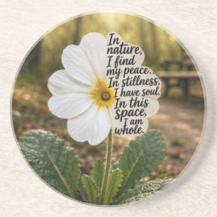 White Primrose with Inspirational Quote Coaster