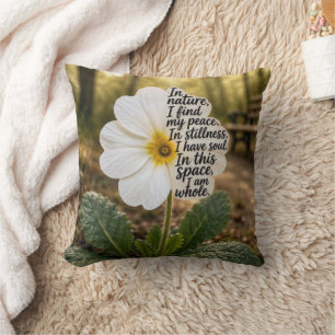 White Primrose with Inspirational Quote Cushion
