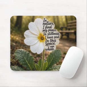 White Primrose with Inspirational Quote Mouse Mat