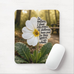 White Primrose with Inspirational Quote Mouse Mat