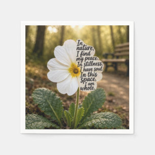 White Primrose with Inspirational Quote Napkin