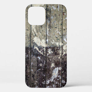 White print on brown wood iPhone 12 case