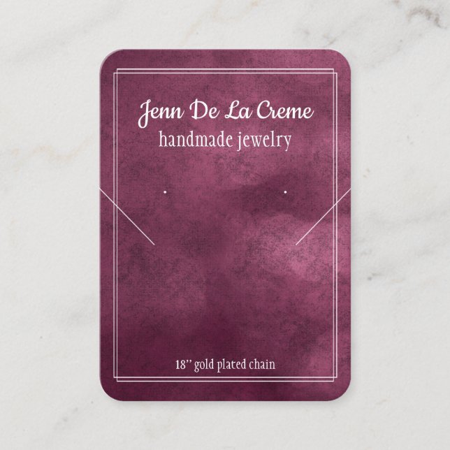 White Print Purple Jewel Tones Jewellery Display  Calling Card (Front)