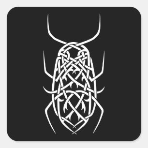 White Print Square Sticker