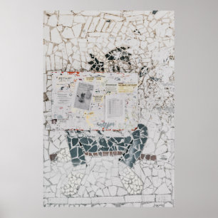 White printer paper on white and grey concrete wal poster