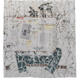 White printer paper on white and grey concrete wal shower curtain