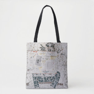 White printer paper on white and grey concrete wal tote bag
