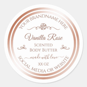 White Product Label Rose Gold Frame Vintage Flower