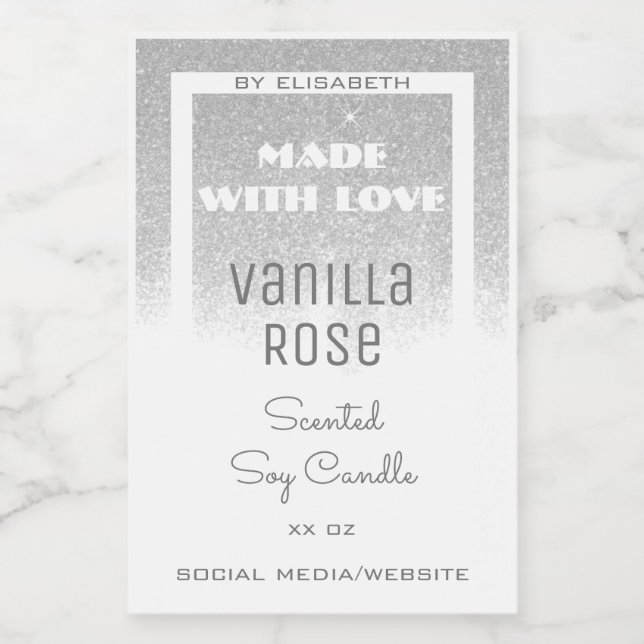 White Product Packaging Labels Silver Glitter Rain (Single Label)