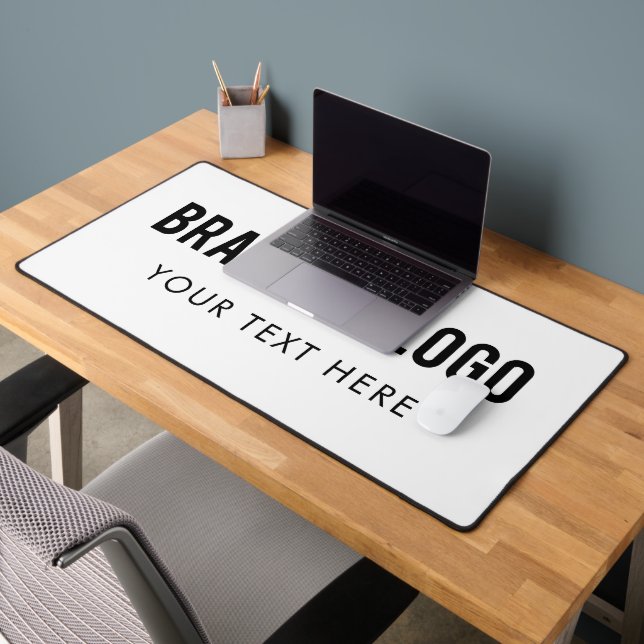 White Professional Company Business Logo & Text Desk Mat (Office 2)