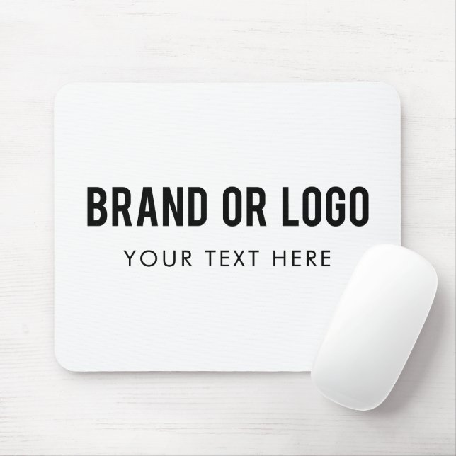 White Professional Company Business Logo & Text Mouse Mat (With Mouse)