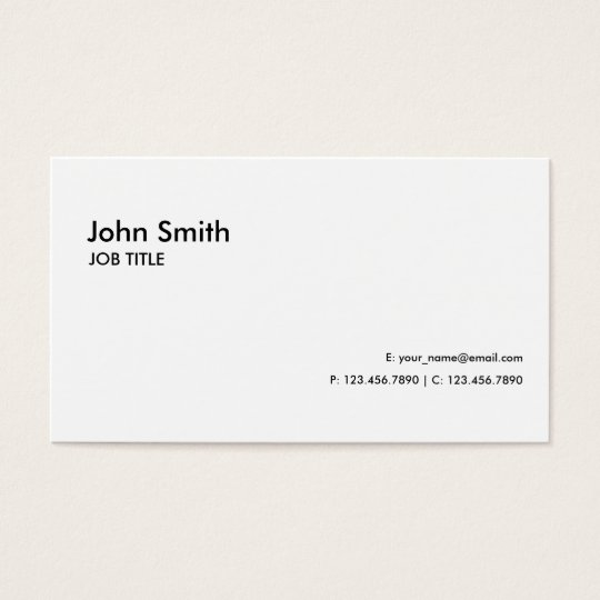 White Professional Elegant Modern Plain Simple Business Card