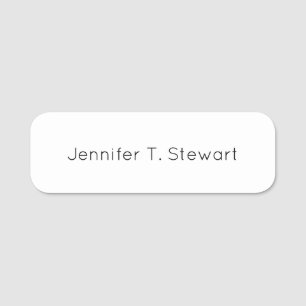 White Professional Elegant Simple Name Tag