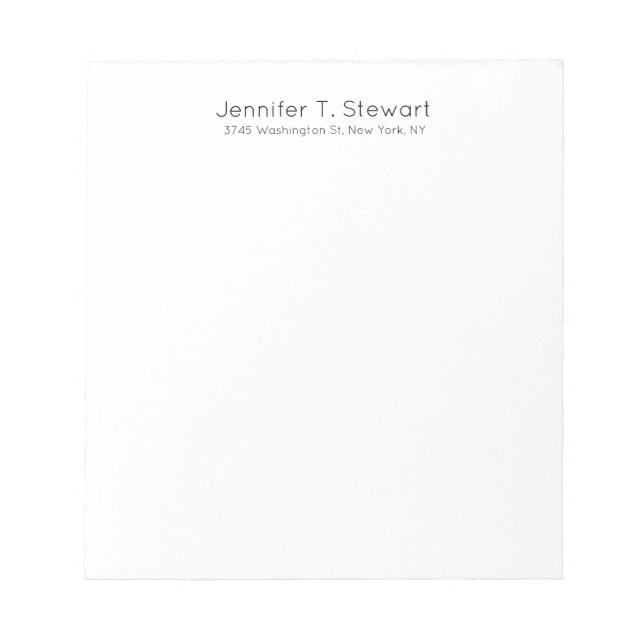 White Professional Elegant Simple Notepad (Front)
