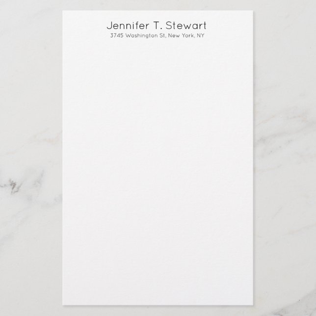 White Professional Elegant Simple Stationery (Front)