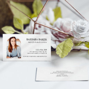 White Professional Midwife Doula Photo Arch Business Card