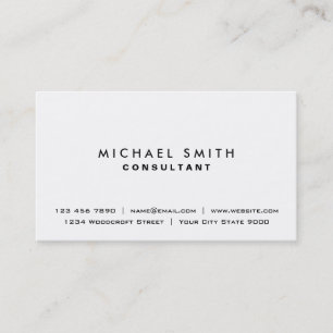 White Professional Plain Elegant Modern Simple Business Card