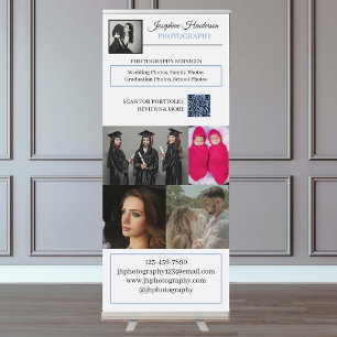 White Professional QR Code 5 Photo Photographer Retractable Banner