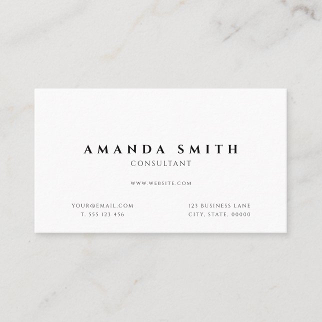 White Professional Simple Business Card (Front)
