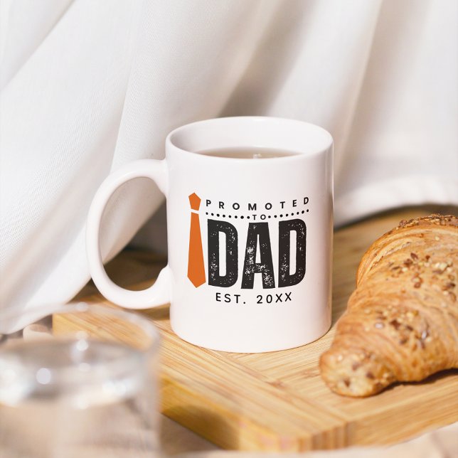 White Promoted To Dad New Dad Father's Day Quote Coffee Mug (Creator Uploaded)