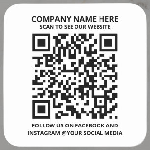 White Promotional QR Code Modern Business Sticker