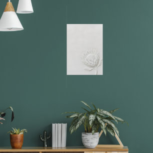 White Protea Botanical Line Art Print   Minimalist