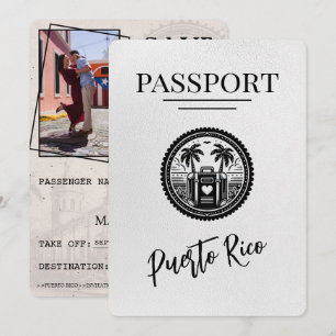 White Puerto Rico Passport Save The Date