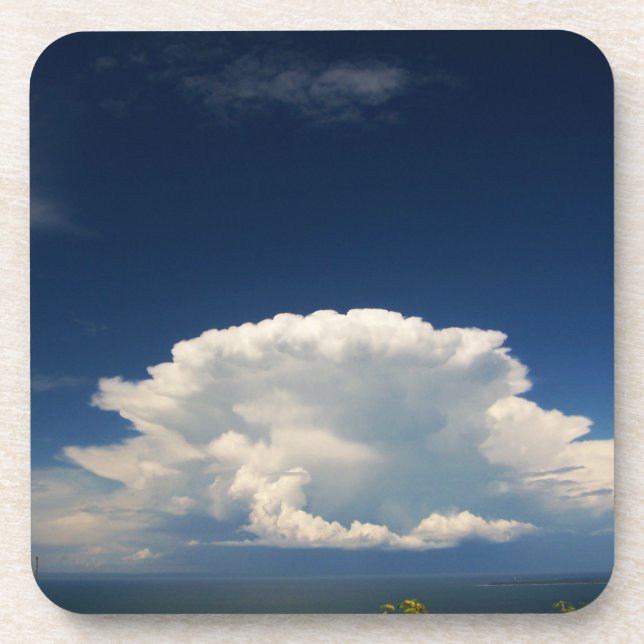 White Puffy Cloud Photo Coaster (Front)
