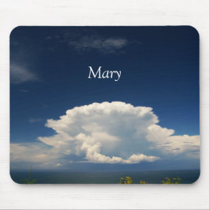 White Puffy Cloud Photo Mouse Mat