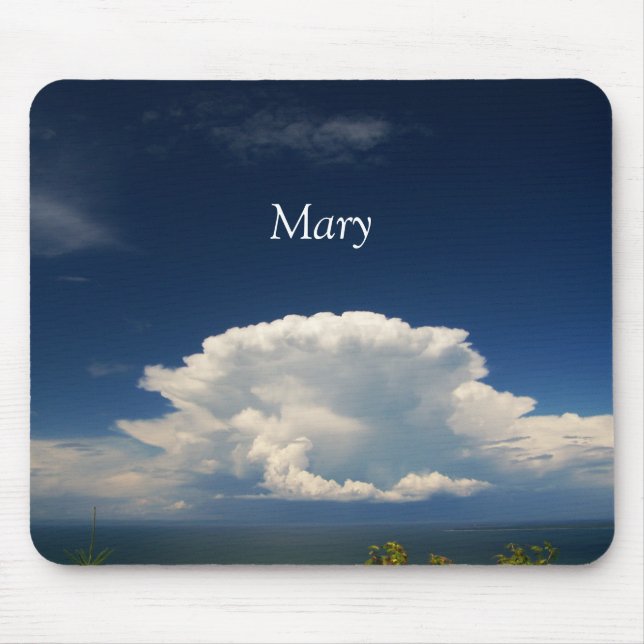 White Puffy Cloud Photo Mouse Mat (Front)
