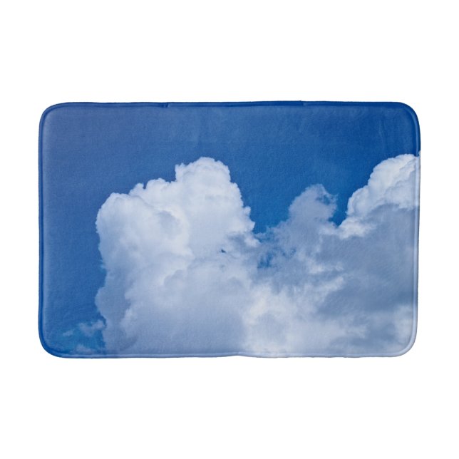 White puffy clouds in blue sky bath mat (Front)