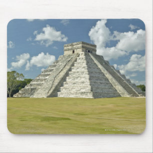 White puffy clouds over the Mayan Pyramid Mouse Mat