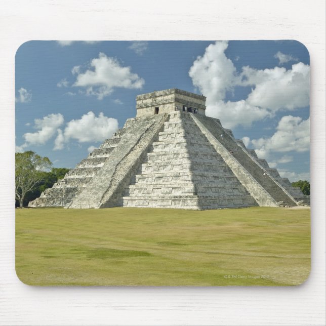 White puffy clouds over the Mayan Pyramid Mouse Mat (Front)