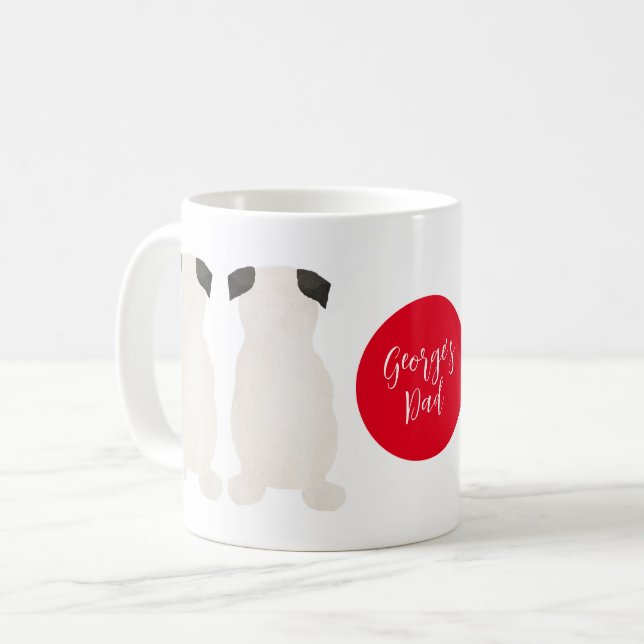 White Pug Gift for Dad Coffee Mug (Front Left)