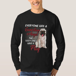 White Pug Is My Guardian Angel Funny Dog Owner T-Shirt