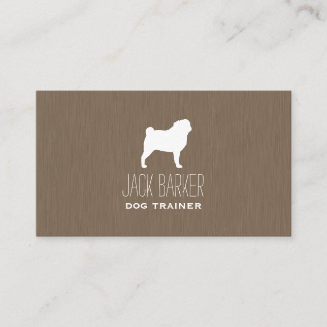 White Pug Silhouette Business Card (Front)