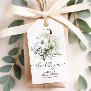 White Pumpkin and Eucalyptus Fall Bridal Shower Gift Tags