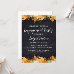 White Pumpkin and Greenery Fall Engagement Party Invitation