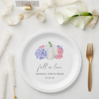 White pumpkin and hydrangea flowers wedding