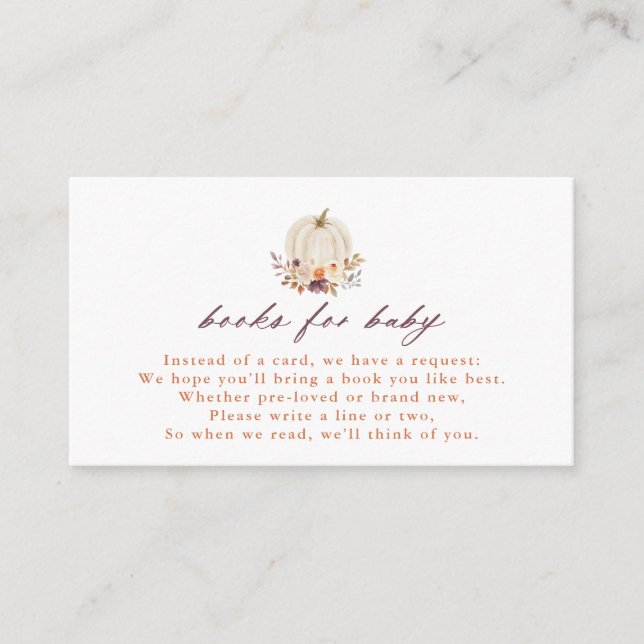 White Pumpkin and Purple Flowers Books for Baby Enclosure Card (Front)