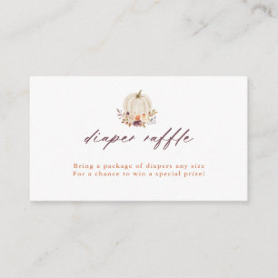 White Pumpkin and Purple Flowers Diaper Raffle Enclosure Card
