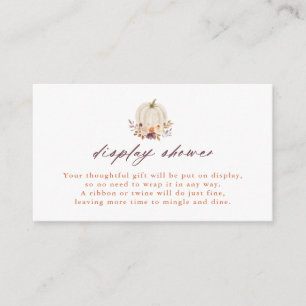 White Pumpkin and Purple Flowers Display Shower Enclosure Card