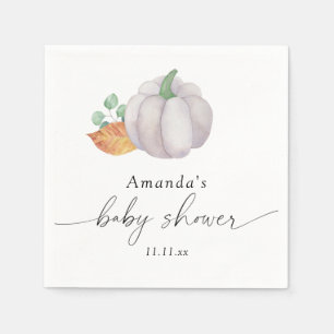 White pumpkin autumn baby shower napkin