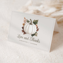 White Pumpkin Autumn Baby Shower Thank You Card