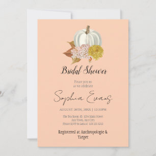 White Pumpkin Autumn Orange Bridal Shower Invitation