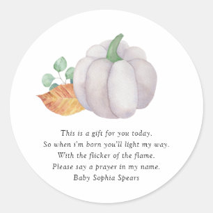 White pumpkin autumn - Prayer Candle Label